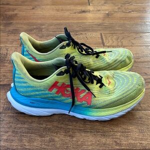 Hoka One One Mach 5 Running Shoes Yellow Green Blue Mens Size 12